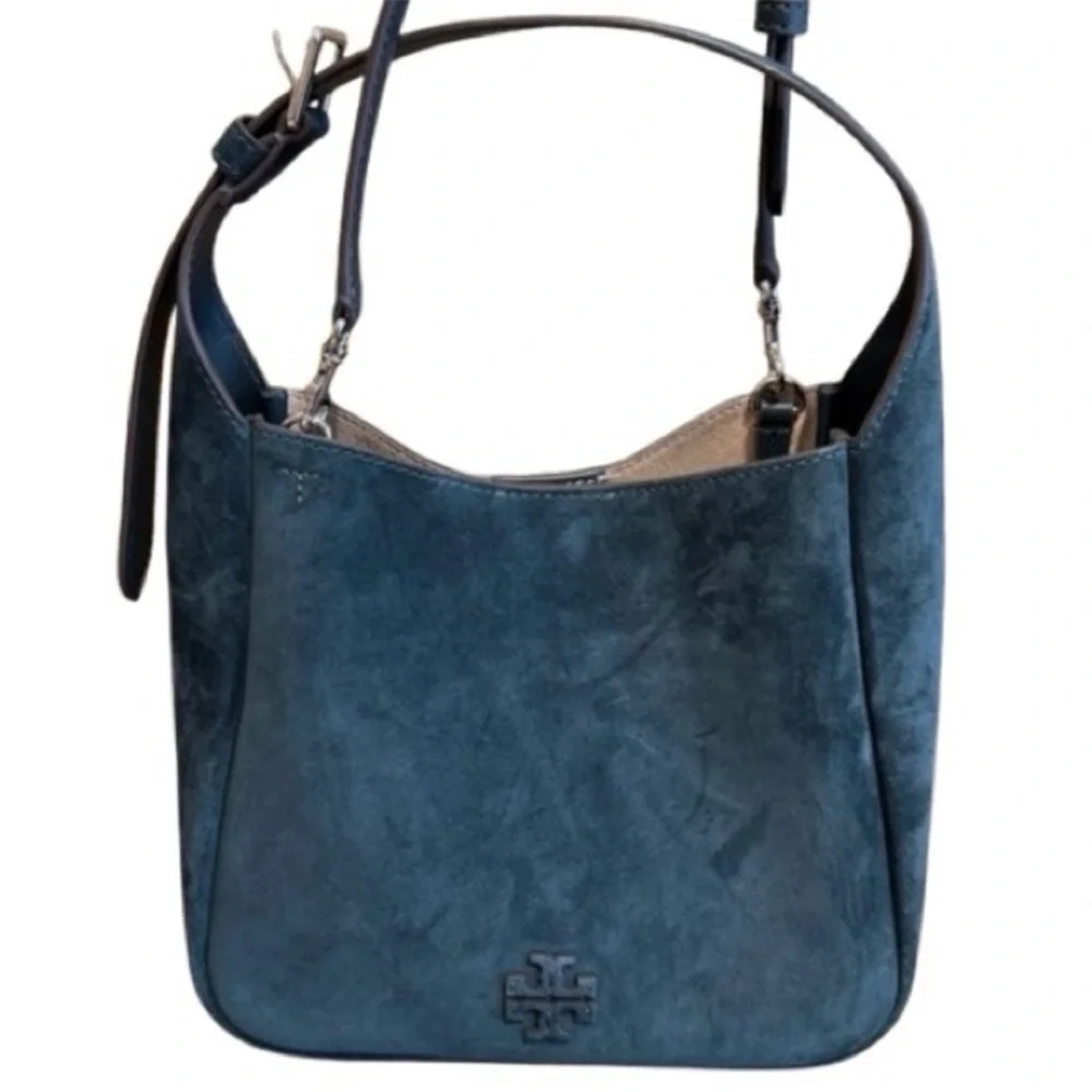 ๐- Tory Burch-Thea Suede Crossbody/Shoulder Bag. Warm Teal. NWT Gorgeous - Picture 5 of 12